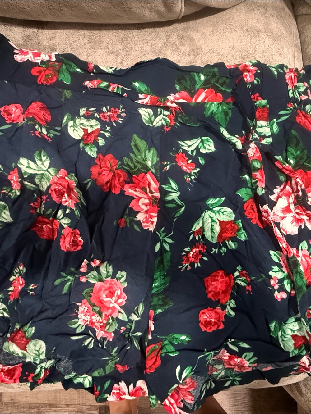 Ambiance Navy Dress with Red Rose Print